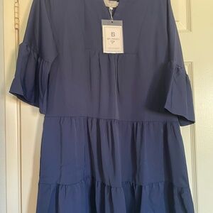 B. Longshi Navy Tiered Midi Dress